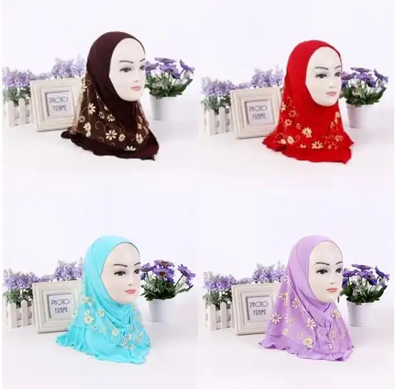 Wholesale Kids Hijab With Pretty Flower border lovely Children's hijab