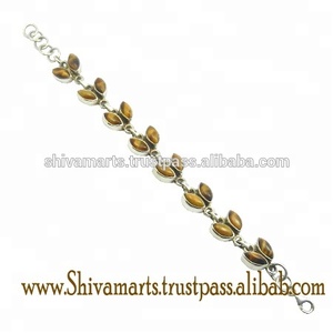 Pulsera de eslabones de cadena fina de Plata de Ley 925, piedra preciosa de ojo de tigre Vintage, chapado en rodio clásico, joyería personalizada para fiesta de mujer - Product Image 2