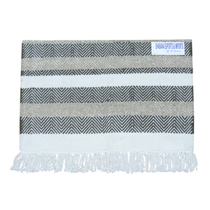 Alfombra de interior con acento tejido indio con patrón de rayas de alta calidad, Alfombra tejida a mano de algodón para dormitorio - Product Image 1
