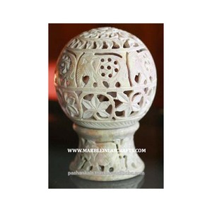 Porte-bougie en pierre ollaire naturelle, design sculpté à la main, meilleur porte-bougie de forme ronde pour la décoration de la maison et des hôtels - Product Image 1