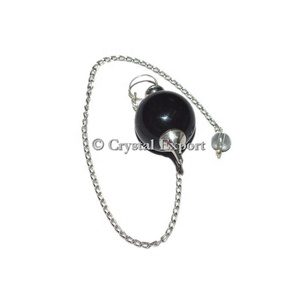 จี้หินแจสเปอร์สีดำทรงกลมแบบพันลวด - Product Image 1