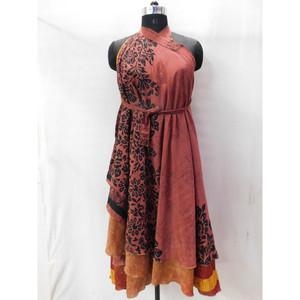 กระโปรงผู้หญิงใส่ได้สองด้าน,กระโปรงชายหาดแบบพันรอบผ้าไหม Magiv กระโปรงสองชั้น - Product Image 5