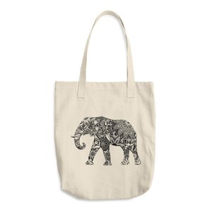 Sac fourre-tout tendance à motif éléphant, sac fourre-tout en toile, sac fourre-tout en toile imprimé éléphant - Product Image 1