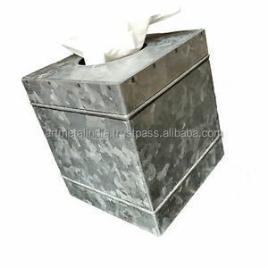 Caja de pañuelos metálica chapada en oro, tamaño personalizado - Product Image 4
