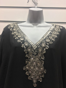 Dubai Expo Popular estilo marroquí Kaftan mujeres Casual corto pesado cuentas bordado primavera trabajo blusa lentejuelas noche Club playa - Product Image 2