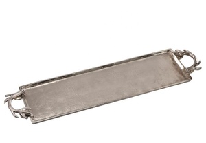 Bandeja de servicio moderna hecha a mano para té, café, jugo, forma rectangular, color blanco para el hogar, hotel y restaurantes con logotipo personalizado - Product Image 5