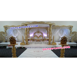 Royal Indian Hand Carved Wooden Mandap Hand Carved Wooden Mandap <b>Set</b> Wooden Mandaps Manufacturer - Product Image 1