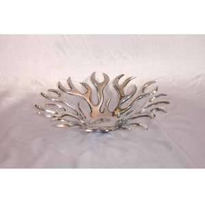 Vantage Hot Aluminium Nickelé Antique Feuille Design Plateau De Fruits Feuille De Nickel Brut Motif En Relief Alimentaire Assiette De Service Plat - Product Image 2