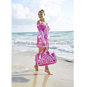 Romantique Bohème Aari Mandala Brodé Maillot De Bain Cover Ups Léger Avant Dentelle Décoration Vibrant Fuchsia Blanc Plus - Product Image 1