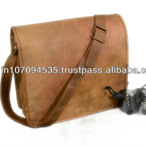 กระเป๋าหนังแท้สะพายข้างสำหรับใส่แล็ปท็อปแบบย้อนยุคทำด้วยมือกระเป๋าสะพายไหล่ใช้ได้ทุกเพศพร้อมสายคล้องไหล่แบบปรับได้ - Product Image 3