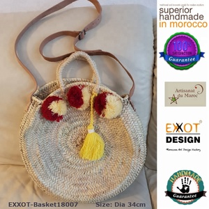 Original Moroccan Handled <b>Shopping</b> <b>Baskets</b> Doum Material Medium Size EXXOT DESIGN Brand Custom Logo for Promotions - Product Image 3