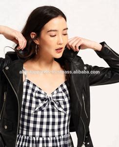 Bulk Wholesale Custom Made Long Sleeve Plain Mustard Color Woman Genuine Sheepskin <b>Leather</b> Motorbike Jacket & <b>Coats</b> - Product Image 6