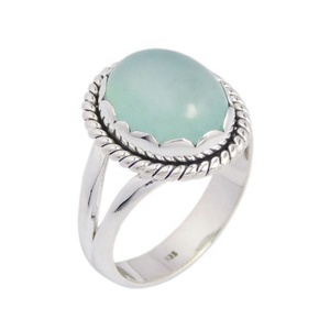 Hermosa Calcedonia Natural Piedra Preciosa Eternidad Vermeil Anillo Puro Plata Esterlina 925 Joyería Mayorista Y Proveedor - Product Image 1