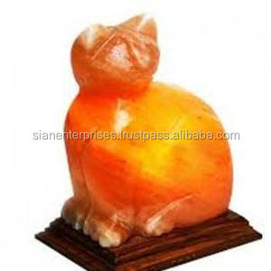 Lampe de l'Himalaya rose naturelle 100% en forme de lampe géométrique en forme de chat avec la meilleure lampe-Sian Enterprises - Product Image 3