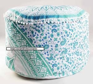 Pouf floral rond 22 "pouces Pouf décor à la maison housse de siège Mandala Pouf plusieurs couleurs belle faite à la main par des expéditeurs indiens - Product Image 4