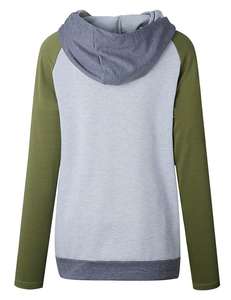 Sudadera de rayas con doble capucha de manga larga para mujer, sudadera deportiva con estampado 3D de retazos y cremallera, sudaderas con capucha de lana - Product Image 2