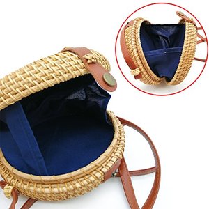 Bolso bandolera de mimbre tejido a mano, mochila cruzada informal de Vietnam con adornos de perlas para mujeres y niñas - Product Image 5