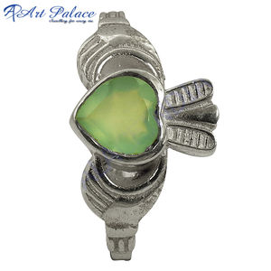 Bague en argent 925 de style antique avec pierres précieuses Aqua Calcedony Anneaux de fête de mode indienne disponibles dans toutes les tailles en gros - Product Image 3