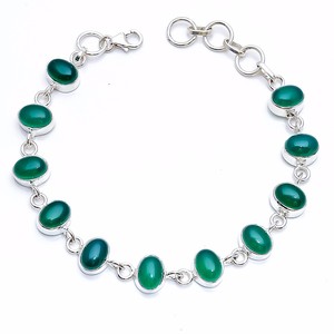 925สร้อยข้อมือเงินสเตอร์ลิงสำหรับผู้หญิงพลอยคาลซิโดนีสีเขียวชุบทองโรสโกลด์เครื่องประดับปาร์ตี้สไตล์น่ารักสำหรับงานแต่งงาน - Product Image 4