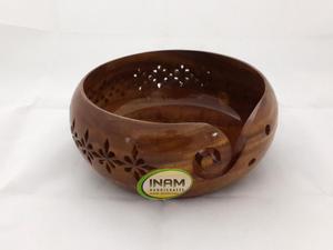 INAM HANDICRAFTS Best Quality Sheesham Wood Handmade <b>Wooden</b> Yarn Storage <b>Bowl</b> / Crochet Accessories - Product Image 2