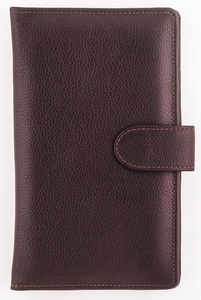 Portefeuille de voyage en cuir véritable marron de haute qualité pour Essentials unisexe RFID caractéristique longue avec motif de Logo de fermeture à bouton - Product Image 4