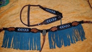 El mejor conjunto deportivo de cuero hecho a mano DD para montar, accesorios duraderos para caballos occidentales, cabeza de caballo De rienda alta, cuello de pecho con cuentas - Product Image 2