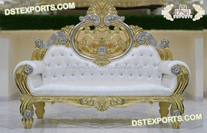Royal Wedding Metal Carved King Sofa Asian Wedding <b>Lounge</b> Throne <b>Chaise</b> Rajwada Wedding Stage Love-Seat - Product Image 5