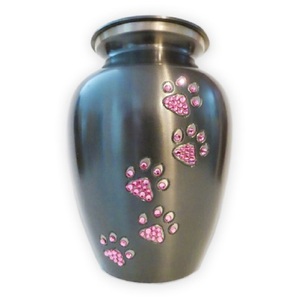 Hermosas Urnas de Cremación de Metal Latón/Aluminio con Huella de Pata de Mascota en Verde Turquesa para Cenizas Funerarias - Product Image 3