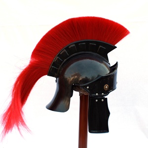 Casco Medieval de guerra, alta calidad, antiguo, negro, oscuro, romano, con Plume rojo, SAIWH930 - Product Image 2