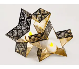 Black & gold Star and Christmas Tea Lights Holder Home Decorated for Table Decorations Centerpiece Handmade By Shah