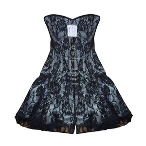 Corset en satin gris Steelboned surbuste avec superposition de dentelle Vêtements de nuit de bal haute performance Vendeurs de robes corset en satin - Product Image 1