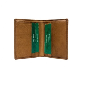 100% di fabbrica in vera pelle marrone portacarte Ultra-sottile Logo personalizzato Design minimalista <span class=keywords><strong>porta</strong></span> carte per viaggiare - Product Image 1