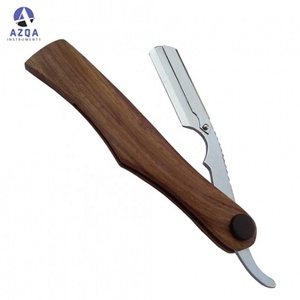 มีดโกนหนวดสำหรับช่างตัดผมที่มีด้ามจับไม้ขนาดใหญ่แฟนซีและใบมีดสแตนเลสสำหรับการดูแลมืออาชีพผลิตในปากีสถาน - Product Image 5