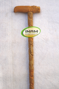 Meilleure qualité sculptée à la main style vintage en bois pliable canne de marche concepteur bois Lion poignée pour la randonnée en plein air - Product Image 2