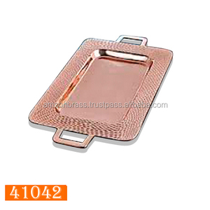 Bandeja de metal de cobre con asa de inserción para invitados que sirven en restaurantes Bandeja de servicio de calidad premium - Product Image 1