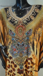 Robe maxi abaya à manches longues et à col rond, pour femmes, tenue islamique, kaftan, imprimé multicolore, de haute qualité - Product Image 6