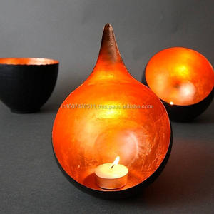 Handmade Modern Copper Leaf Teardrop Votive Black Tea Light <b>Holder</b> Home Decoration Metal <b>Candle</b> <b>Holders</b> & <b>Lanterns</b> for Weddings - Product Image 1