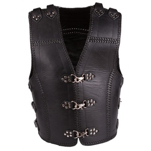 Métal Fermoir Club En Cuir Épais Gilet VES-0009 - Product Image 1