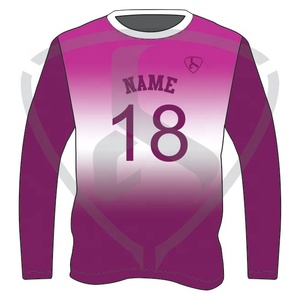 Camiseta de Fútbol Sublimada Personalizada, Manga Larga, Degradado Morado, Absorbe la Humedad, Unisex, Cuello Redondo, Manga Completa - Product Image 1
