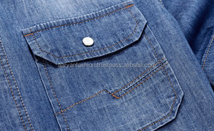 Camisa de manga corta para hombre, prenda vaquera ajustada con cuello de banda 100% de algodón de alta calidad, estilo Formal e informal - Product Image 6