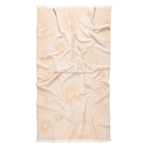 Sunburst Safran ผ้าขนหนูสไตล์ตุรกี,ผ้าห่มชายหาดผ้าฝ้ายปิคนิค100% ผ้าคลุมเตียงผ้าแจ็คการ์ดใช้งานได้หลากหลาย - Product Image 2