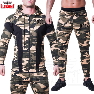2024 nueva moda hombres camuflaje chándal al aire libre logotipo personalizado poliéster/algodón bolsillo con cremallera camuflaje chándal deportivo - Product Image 1