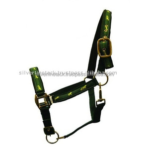 Ensemble de harnais de conduite de cheval de qualité supérieure avec licou de course de chevaux en nylon rembourré doux avec imprimé rose noir vert - Product Image 2