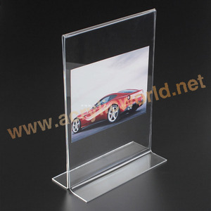 Estante de exhibición acrílico transparente, base triangular de plástico, soporte para menú, señal acrílica - Product Image 3