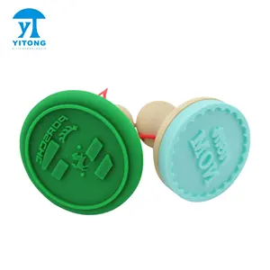 Tùy Chỉnh Silicone Cao Su Cookie Stamp Với Tay Cầm Bằng Gỗ Mạ, Biscuit Tem, SẠN Holiday Cookie Công Cụ