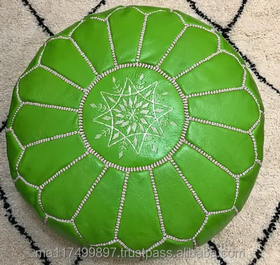 Fabulous Marokkaanse Groen Lederen Poef Poufs