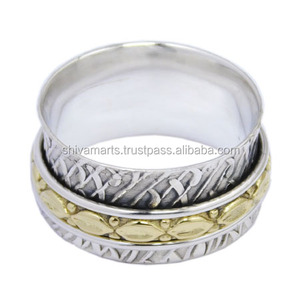 Elegant 925 Sterling Silver Meditation <b>Spinner</b> <b>Ring</b> Pure Eternity Vermeil Bezel Setting Inlay Direct From Manufacturer Supplier - Product Image 3
