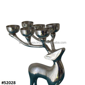 Portavelas decorativo al precio más barato Portavelas de reno con acabado cromado Portavelas de bola - Product Image 1
