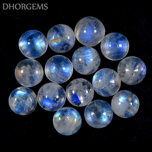 Pierre de lune arc-en-ciel naturelle Dhorgems, cabochon, pierre précieuse authentique, forme ronde, pour la fabrication de bijoux faits main - Product Image 1