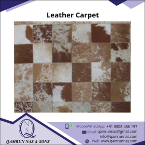 Tapis Patchwork en cuir de vache antidérapant, moquette de salon, à la mode, disponible en stock - Product Image 2